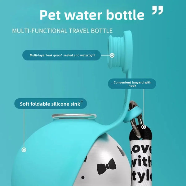 Botella Portátil de Acero para Mascotas